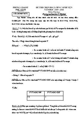 Đề thi chọn học sinh giỏi cấp huyện Tin học lớp 9 - Năm học 2015-2016 - Phòng GD & ĐT Phù Ninh